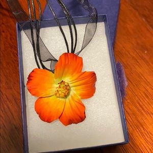 Hand made/hand painted  porcelain flower necklace